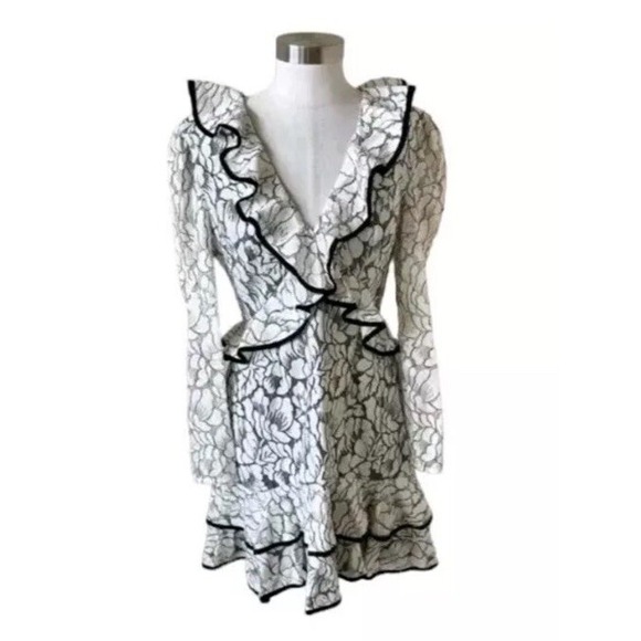 Keepsake Women's Encore Ruffle Lace Long Sleeve Mini Dress Size Small Cocktail S - Picture 4 of 8